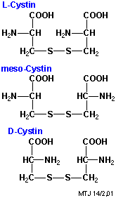 Strukturerne af forskellige isomere former af cystin